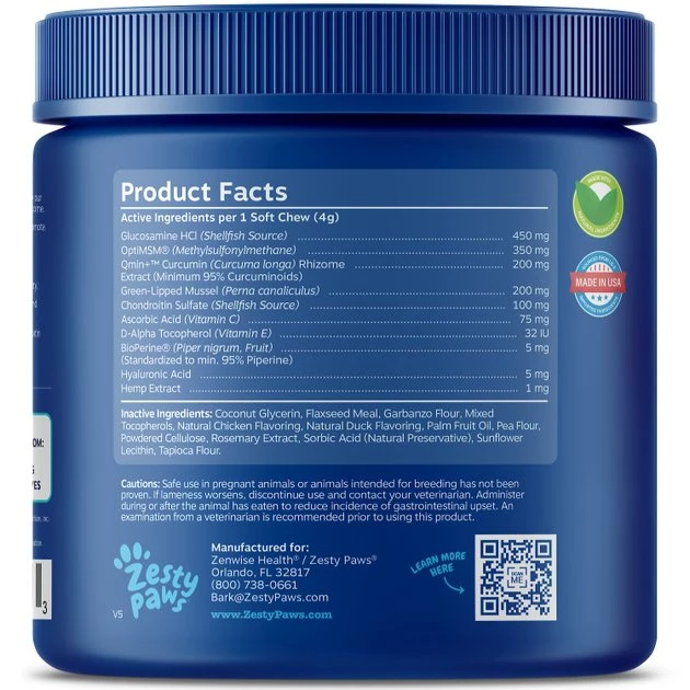 Zesty Paws Advanced Mobility Bites Chicken Flavored Soft Chews Hip & Joint Supplement for Senior Dogs 4 Zesty Paws Advanced Mobility Bites Chicken Flavored Soft Chews Hip & Joint Supplement for Senior Dogs - Image 2