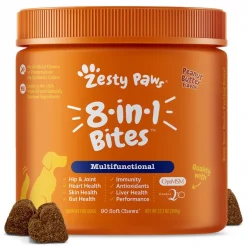 Zesty Paws 8-in-1 Bites Peanut Butter Flavored Soft Chews Multivitamin for Dogs