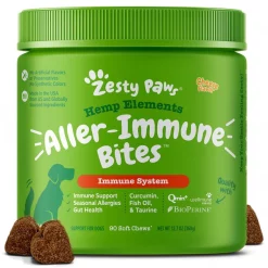 Zesty Paws Hemp Elements Aller-Immune Bites Cheese Flavored Soft Chews Allergy & Immune Supplement for Dogs