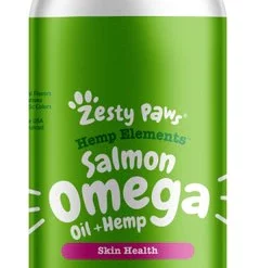 Zesty Paws Hemp Elements Salmon Oil Liquid Skin & Coat Supplement for Dogs & Cats