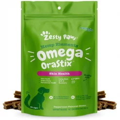 Zesty Paws Hemp Elements Omega OraStix Peppermint Flavor Dog Dental Chews