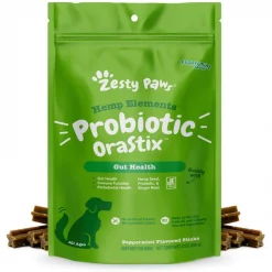 Zesty Paws Hemp Elements Probiotic OraStix Peppermint Flavor Dog Dental Chews