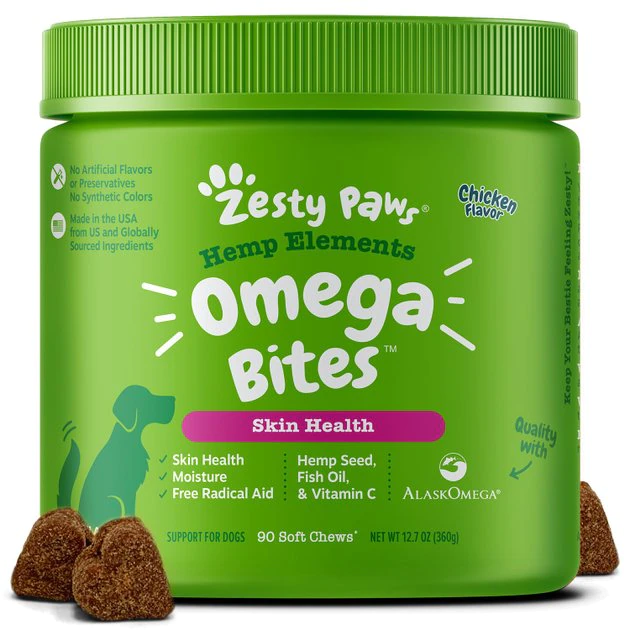 Zesty Paws Hemp Elements Omega Bites Chicken Flavored Soft Chews Skin & Coat Supplement for Dogs 3 Zesty Paws Hemp Elements Omega Bites Chicken Flavored Soft Chews Skin & Coat Supplement for Dogs