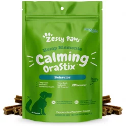 Zesty Paws Hemp Elements Calming OraStix Peppermint Flavored Soft Chews Calming Supplement for Dogs