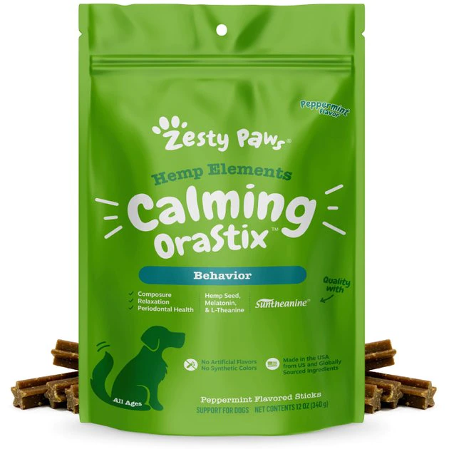 Zesty Paws Hemp Elements Calming OraStix Peppermint Flavored Soft Chews Calming Supplement for Dogs 3 Zesty Paws Hemp Elements Calming OraStix Peppermint Flavored Soft Chews Calming Supplement for Dogs