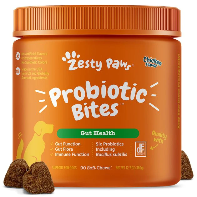 Zesty Paws Probiotic Bites Chicken Flavored Soft Chews Digestive Supplement for Dogs 3 Zesty Paws Probiotic Bites Chicken Flavored Soft Chews Digestive Supplement for Dogs