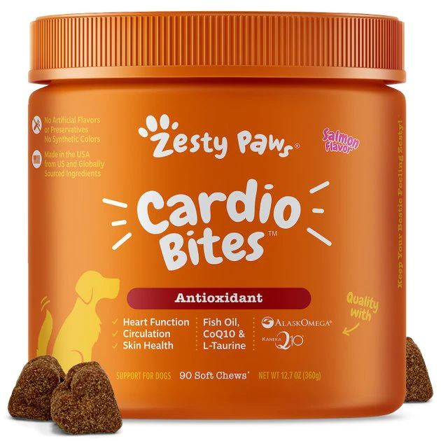 Zesty Paws Cardio Bites Salmon Flavored Soft Chews Heart Supplement for Dogs 3 Zesty Paws Cardio Bites Salmon Flavored Soft Chews Heart Supplement for Dogs