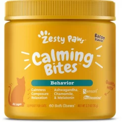 Zesty Paws Calming Bites Bacon Flavored Soft Chews Calming Supplement for Cats