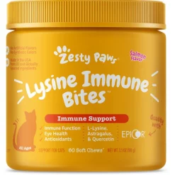 Zesty Paws Lysine Immune Bites Salmon Flavored Soft Chews Allergy & Immune Supplement for Cats