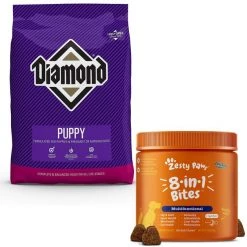 Diamond||Zesty Paws Diamond Puppy Formula Dry Food + Zesty Paws 8-in-1 Multivitamin Bites Chicken Flavor Dog Supplement