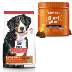 Hill's Science Diet||Zesty Paws Hill's Science Diet Adult Large Breed Lamb Meal & Brown Rice Dry Food + Zesty Paws 8-in-1 Multivitamin Bites Chicken Flavor Dog Supplement