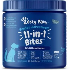 Zesty Paws 11-in-1 Bites Multifunctional MSM & Curcumin + Cranberry & Lutein Senior Chicken Flavor Dog Supplement, 90 count + Zesty Paws Seniors Advanced Cognition Bites Chicken Flavor Dog Supplement, 90 count 10 Zesty Paws 11-in-1 Bites Multifunctional MSM & Curcumin + Cranberry & Lutein Senior Chicken Flavor Dog Supplement, 90 count + Zesty Paws Seniors Advanced Cognition Bites Chicken Flavor Dog Supplement, 90 count -Oxbow || Zesty Paws Sales 298784 PT1. SY630 V1646063220