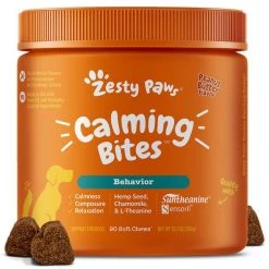 Zesty Paws All Ages, Calming Bites, Peanut Butter Flavored Soft Chews, Behavior Functional Dog Supplement, 90 count + Zesty Paws Calming Orastix Peppermint Flavor Dog Supplement, 12-oz bag -Oxbow || Zesty Paws Sales 298786 PT1. SY630 V1646062582
