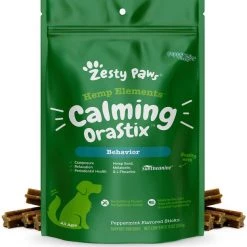 Zesty Paws All Ages, Calming Bites, Peanut Butter Flavored Soft Chews, Behavior Functional Dog Supplement, 90 count + Zesty Paws Calming Orastix Peppermint Flavor Dog Supplement, 12-oz bag -Oxbow || Zesty Paws Sales 298786 PT4. SY630 V1621299451