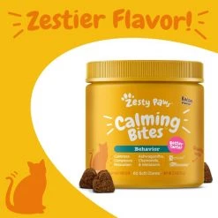 Zesty Paws All Ages Calming Bites Behavior Salmon Flavor Cat Supplement, 60 count + Zesty Paws Pure Salmon Oil Skin & Coat Support Dog & Cat Supplement, 32-oz bottle -Oxbow || Zesty Paws Sales 298794 PT2. SY630 V1658226632