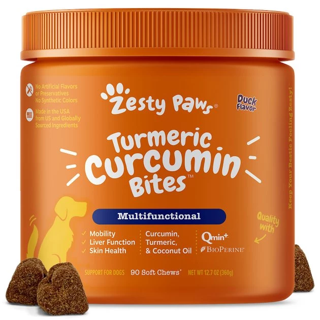 Zesty Paws Curcumin Bites Everyday Vitality Duck Flavor Dog Supplement, 90 count + Zesty Paws 8-in-1 Multifunctional Chicken Flavor Soft Chew Dog Supplement, 90 count 4 Zesty Paws Curcumin Bites Everyday Vitality Duck Flavor Dog Supplement, 90 count + Zesty Paws 8-in-1 Multifunctional Chicken Flavor Soft Chew Dog Supplement, 90 count - Image 2
