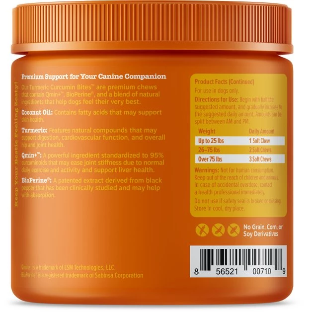 Zesty Paws Curcumin Bites Everyday Vitality Duck Flavor Dog Supplement, 90 count + Zesty Paws Cranberry Bladder Bites Urinary Tract Support Chicken Liver Flavor Chews for Dogs, 90 count 5 Zesty Paws Curcumin Bites Everyday Vitality Duck Flavor Dog Supplement, 90 count + Zesty Paws Cranberry Bladder Bites Urinary Tract Support Chicken Liver Flavor Chews for Dogs, 90 count - Image 3