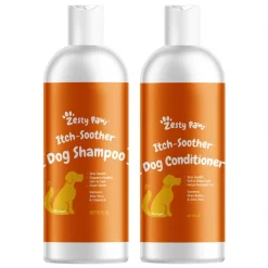 Zesty Paws Oatmeal Anti-Itch Dog Shampoo with Aloe Vera & Vitamin E, 16-oz bottle + Zesty Paws Oatmeal Anti-Itch Conditioner with Aloe Vera & Organic Shea Butter for Dogs, 16-oz bottle