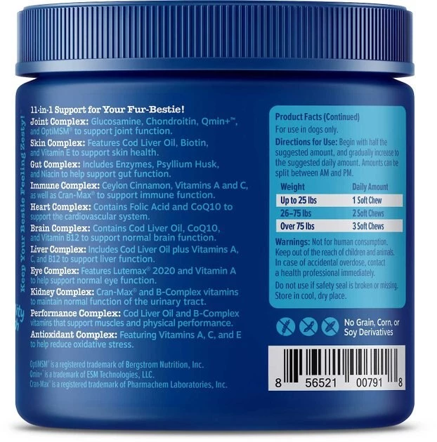 Zesty Paws Stay Green Bites Digestive Support Chicken Flavor Soft Chew Dog Supplement, 90 count + Zesty Paws 11-in-1 Bites Multifunctional MSM & Curcumin + Cranberry & Lutein Senior Chicken Flavor Dog Supplement, 90 count 10 Zesty Paws Stay Green Bites Digestive Support Chicken Flavor Soft Chew Dog Supplement, 90 count + Zesty Paws 11-in-1 Bites Multifunctional MSM & Curcumin + Cranberry & Lutein Senior Chicken Flavor Dog Supplement, 90 count - Image 8