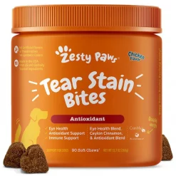Zesty Paws Tear Stain Bites Chicken Flavored Soft Chews Supplement for Dogs
