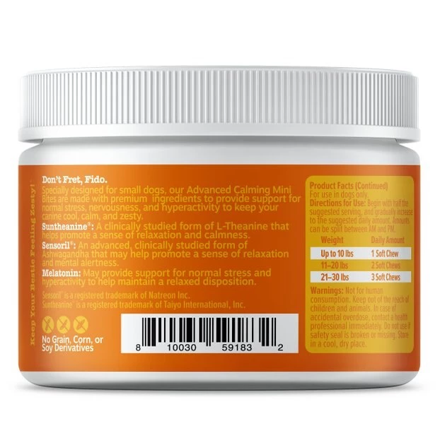 Zesty Paws Advanced Calming Mini Bites Turkey Flavored Soft Chew Calming Supplement for Dogs, 90 count 5 Zesty Paws Advanced Calming Mini Bites Turkey Flavored Soft Chew Calming Supplement for Dogs, 90 count - Image 3