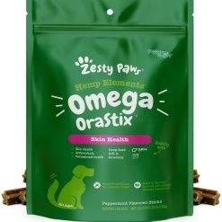 Zesty Paws Omega OraStix Skin Health Peppermint Flavor Chews Supplement + Probiotic OraStix Mint Flavored Dental Chews for Dogs -Oxbow || Zesty Paws Sales 365483 PT1. SY630 V1644017538