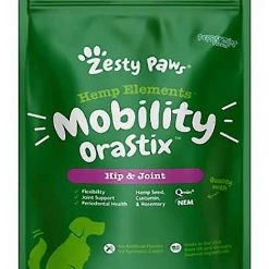 Zesty Paws Hemp Elements Calming Peppermint Flavored Chews Calming Supplement + Mobility OraStix Mint Flavored Dental Chews for Dogs -Oxbow || Zesty Paws Sales 365484 PT6. SY630 V1644017236