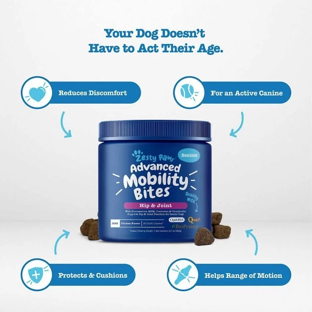 Zesty Paws Advanced Mobility Chicken Flavored Chews Hip & Joint Supplement for Senior Dogs & Mobility OraStix Mint Flavored Dental Chews 7 Zesty Paws Advanced Mobility Chicken Flavored Chews Hip & Joint Supplement for Senior Dogs & Mobility OraStix Mint Flavored Dental Chews - Image 5