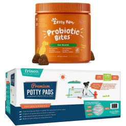 Zesty Paws||Frisco Zesty Paws Core Elements Probiotic Pumpkin Flavored Soft Chews Digestive Supplement + Frisco Extra Large Dog Training & Potty Pads, 28 x 34-in