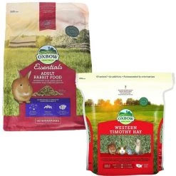 Oxbow Essentials Adult Rabbit Food All Natural Adult Rabbit Pellets + Animal Health Western Timothy Hay All Natural Hay for Rabbits, Guinea Pigs, Chinchillas, Hamsters & Gerbils