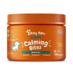 Zesty Paws Puppy Calming Bites Behavior Turkey Flavor Soft Chew Supplement for Dogs, 90 count