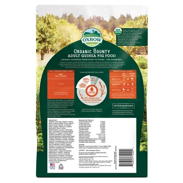 Oxbow Organic Bounty Adult Guinea Pig Food 4 Oxbow Organic Bounty Adult Guinea Pig Food - Image 2