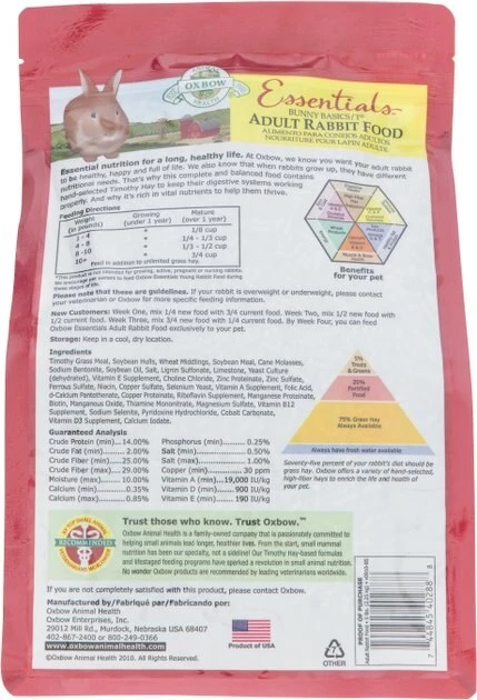 Oxbow Essentials Adult Rabbit Food 4 Oxbow Essentials Adult Rabbit Food - Image 2