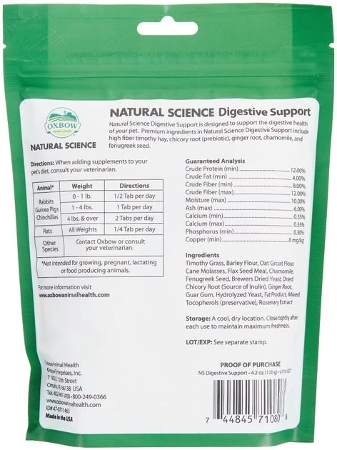 Oxbow Natural Science Digestive Support Small Animal Supplement 4 Oxbow Natural Science Digestive Support Small Animal Supplement - Image 2
