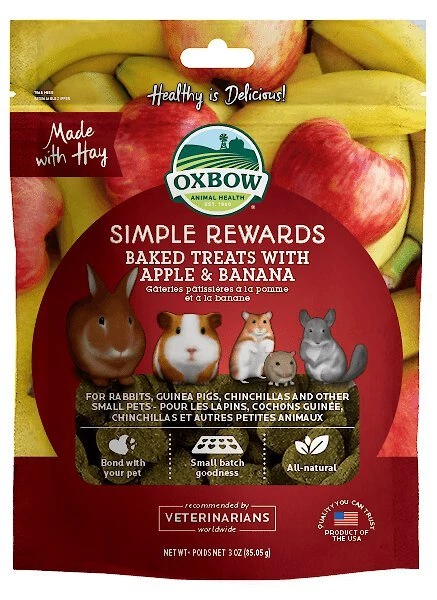 Oxbow Simple Rewards Oven Baked with Apple & Banana Small Animal Treats 3 Oxbow Simple Rewards Oven Baked with Apple & Banana Small Animal Treats