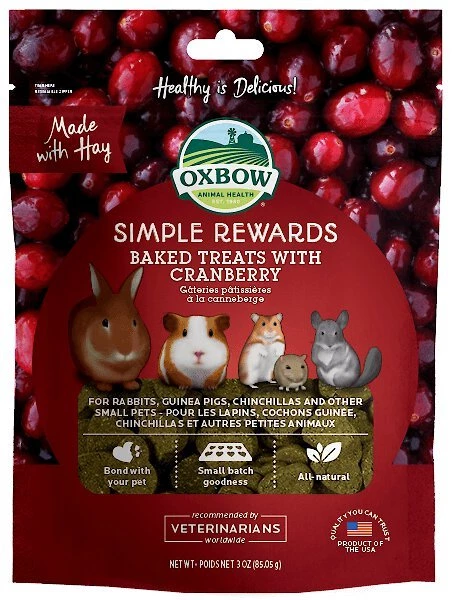 Oxbow Simple Rewards Oven Baked with Cranberry Small Animal Treats 3 Oxbow Simple Rewards Oven Baked with Cranberry Small Animal Treats